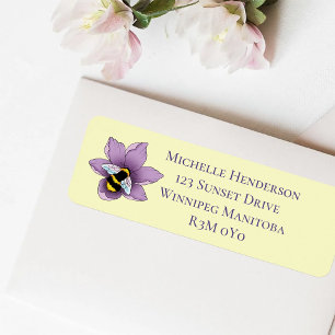 Bumblebee Lavender Flowers Yellow Label