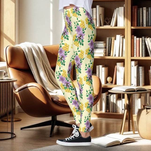Bumblebee Lavender Flowers Yellow Leggings (Creator Uploaded)
