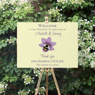Bumblebee Lavender Flowers Yellow Sign