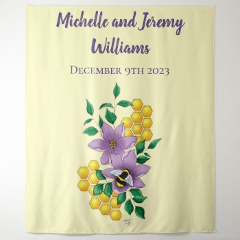 Bumblebee Lavender Flowers Yellow Tapestry by tigressdragon at Zazzle