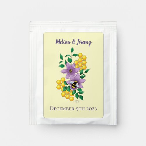 Bumblebee Lavender Flowers Yellow Tea Bag Drink Mix