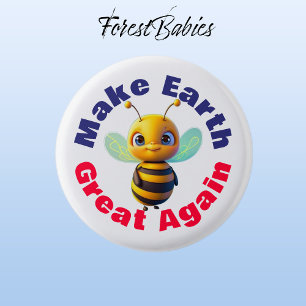 Bumblebee, Make Earth Great Again, Cute Honey Bee Button