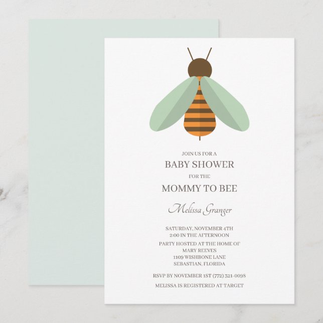 Bumblebee Mommy To Bee Baby Shower Invitation (Front/Back)