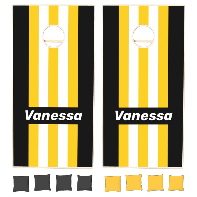 Bumblebee Nostalgic Pin Striped with Name Cornhole Set (Set)