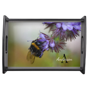 Bumblebee on a Blue Tansy Serving Tray