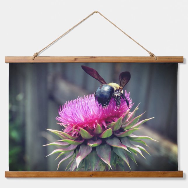 Bumblebee on a Thistle Hanging Tapestry (Front)