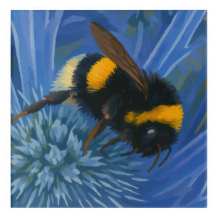 Bumblebee on Blue Thistle Acrylic Print