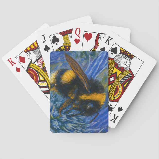 Bumblebee on Blue Thistle Poker Cards (Back)