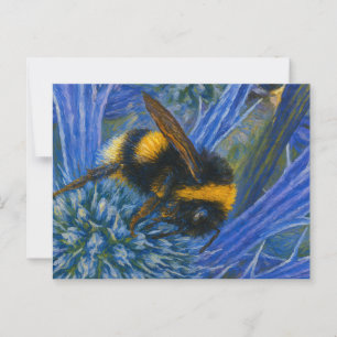 Bumblebee on Blue Thistle Postcard