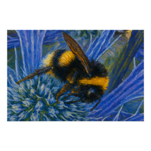 Bumblebee on Blue Thistle Poster