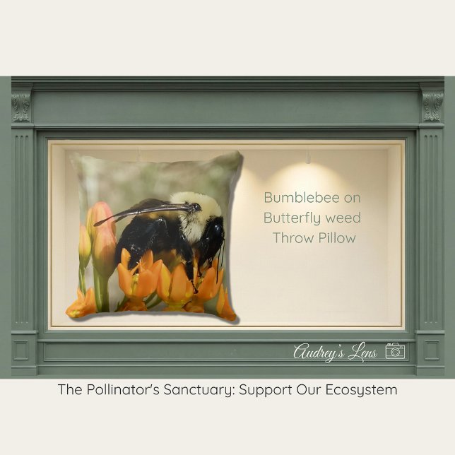 Bumblebee on Butterfly Weed Throw Pillow (Creator Uploaded)