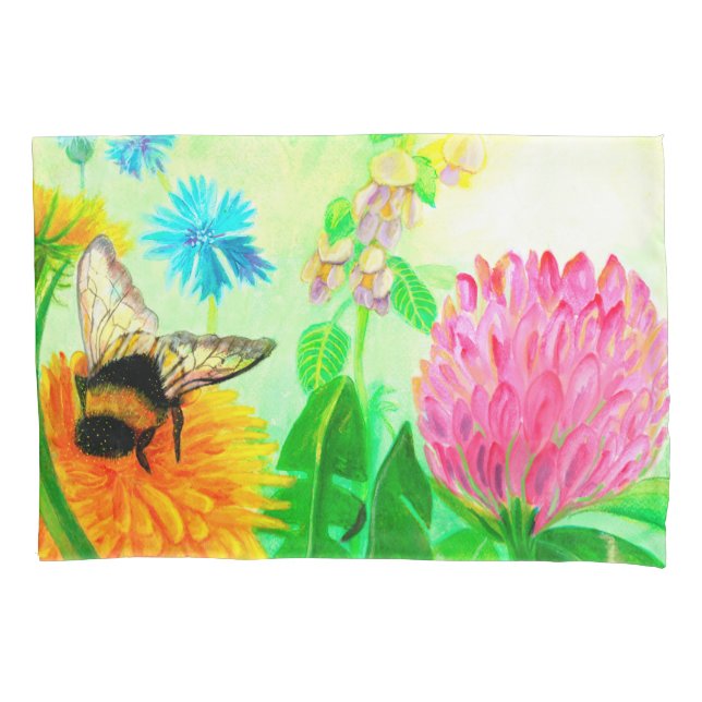 Bumblebee on dandelion   pillow case (Front)