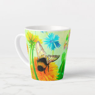 Bumblebee on dandelion small latte mug