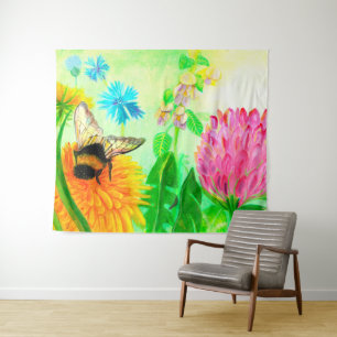 Bumblebee on dandelion  tapestry
