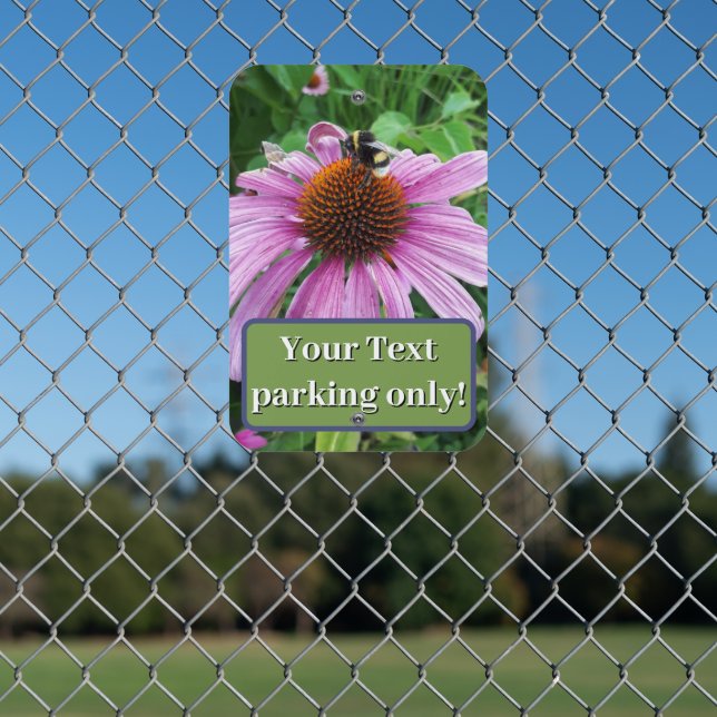 Bumblebee on Eastern purple Coneflower Metal Sign (In Situ(Fence))