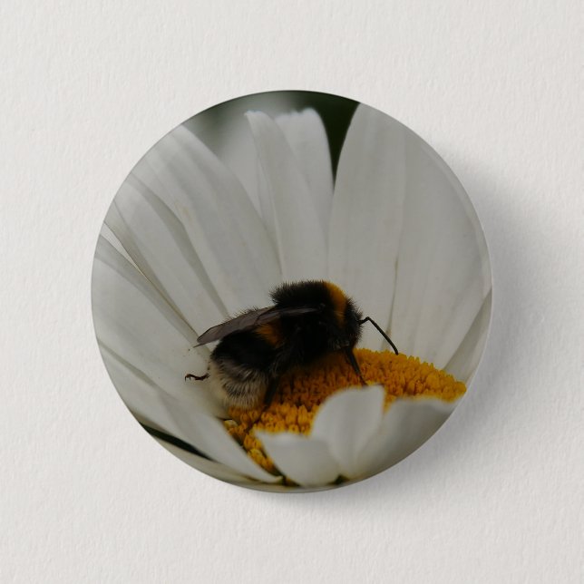 Bumblebee on Flower Badge Button (Front)