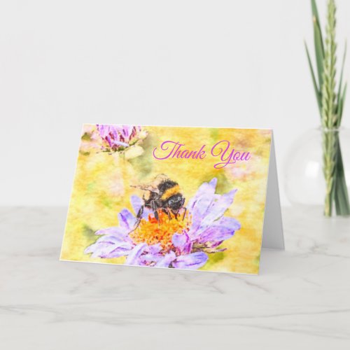 Bumblebee On Flower   Thank You Card