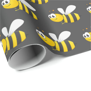 Bumblebee on Gray Wrapping Paper