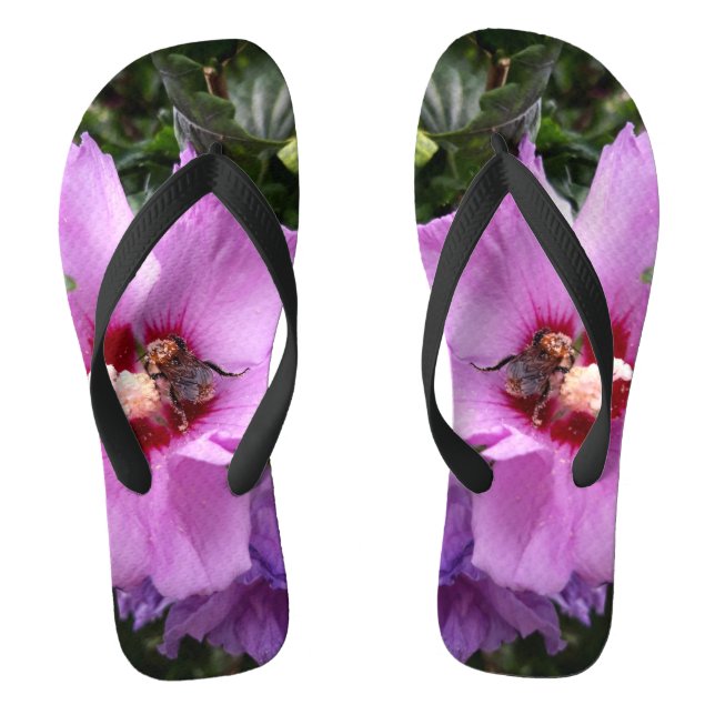 Bumblebee on Hibiscus Flower Flip Flops (Footbed)