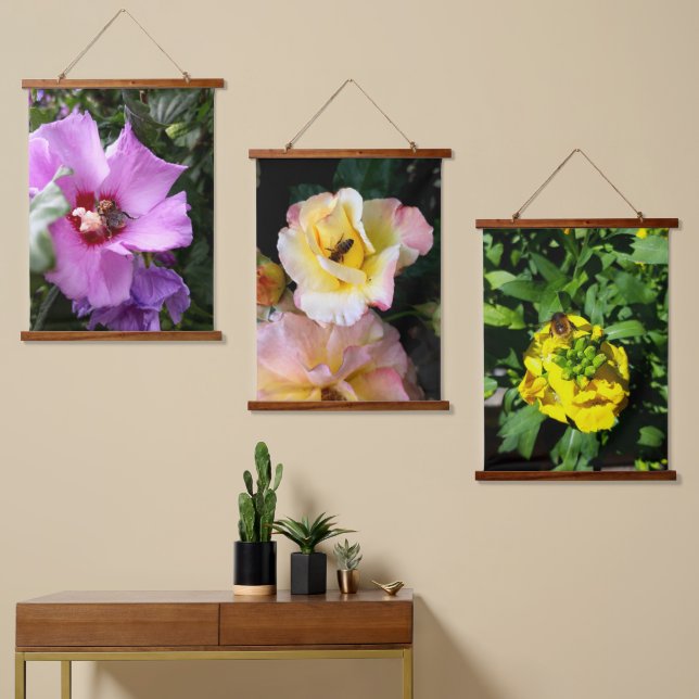 Bumblebee on Hibiscus Flower Hanging Tapestry (Asymmetrical)
