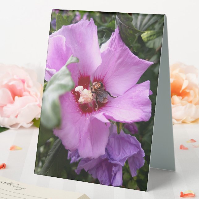 Bumblebee on Hibiscus Flower Table Tent (In SItu (Wedding))