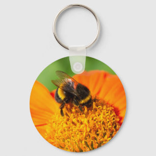 Bumblebee On Orange Flower  Keychain