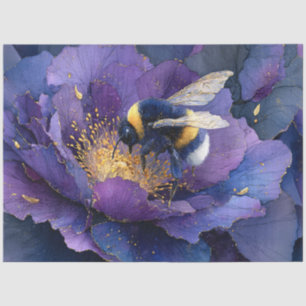 Bumblebee on Purple Flower Decoupage Tissue Paper