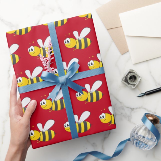 Bumblebee on Red Wrapping Paper (Gifting)