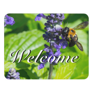 Bumblebee On Salvia Welcome Door Sign