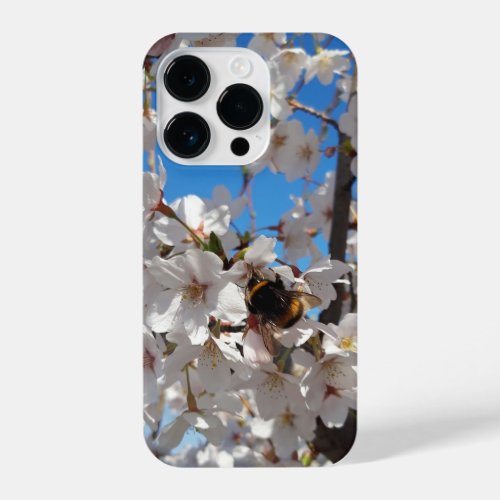 Bumblebee on wild cherry bloom iPhone 14 pro case