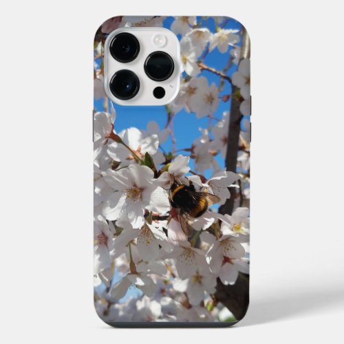Bumblebee on wild cherry bloom iPhone 14 pro max case