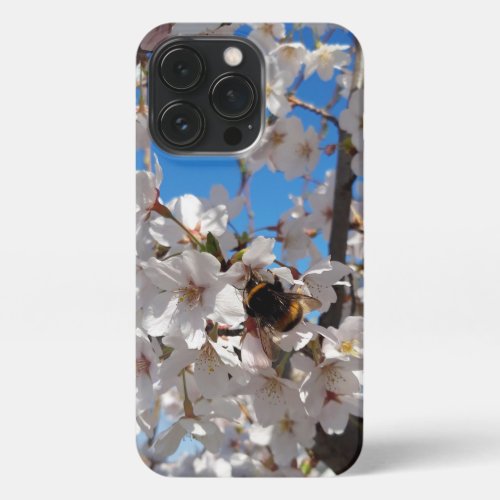 Bumblebee on wild cherry bloom iPhone 13 pro case