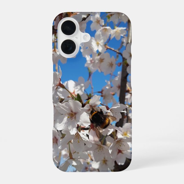 Bumblebee on wild cherry bloom iphone case (Back)