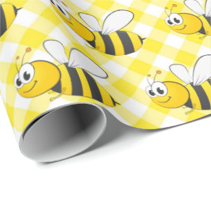 Dtiafu Bee Wrapping Paper for Girls Boys Kids,8 Folded Sheets Yellow  Bumblebee Animal Honey Sun Plaids Patterns,Gift Wrapping paper for Spring  Summer