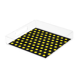 Bumblebee Patterns Yellow Polka Dots Black Cute Acrylic Tray