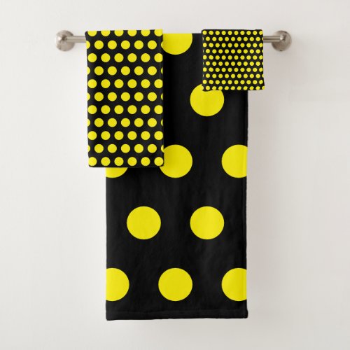 Bumblebee Patterns Yellow Polka Dots Black Cute Bath Towel Set