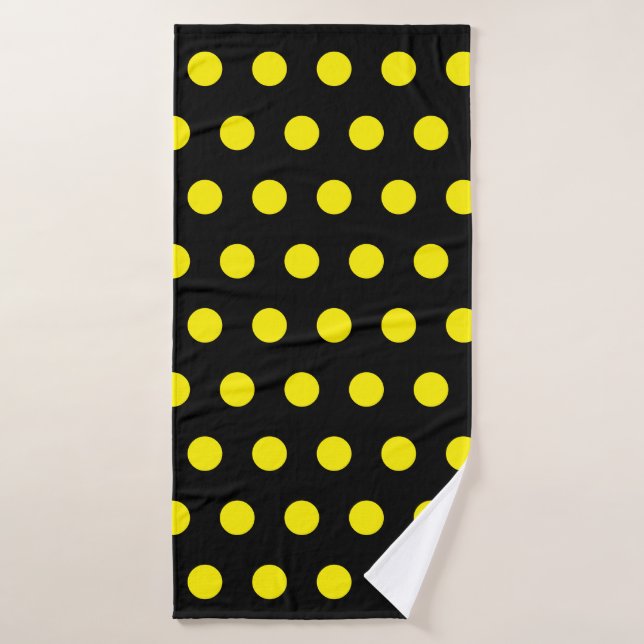 Bumblebee Patterns Yellow Polka Dots Black Trendy Bath Towel Set (Bath Towel)