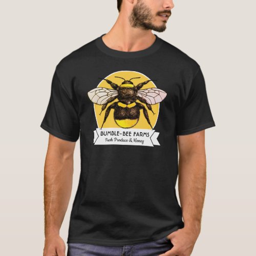 Bumblebee Retro Style Badge With Custom Text T_Shirt