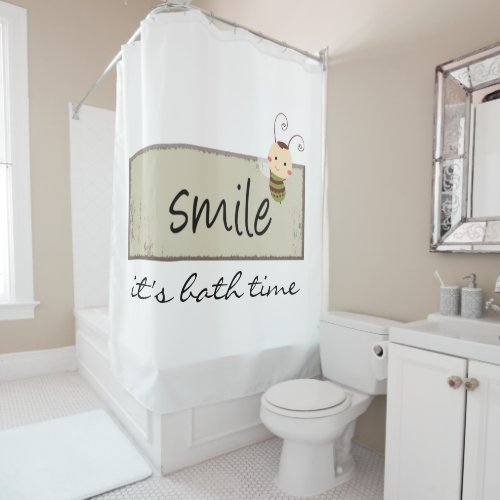 Bumblebee Smile its Bath Time Shower Curtain