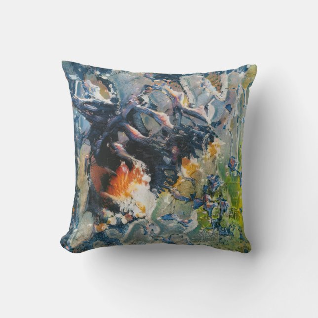 Bumblebee Splash Throw Pillow (Front)