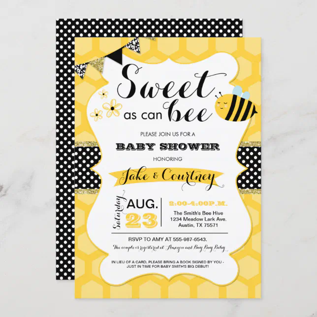 Bumblebee Sweet As Can Bee Baby Shower Invitation | Zazzle