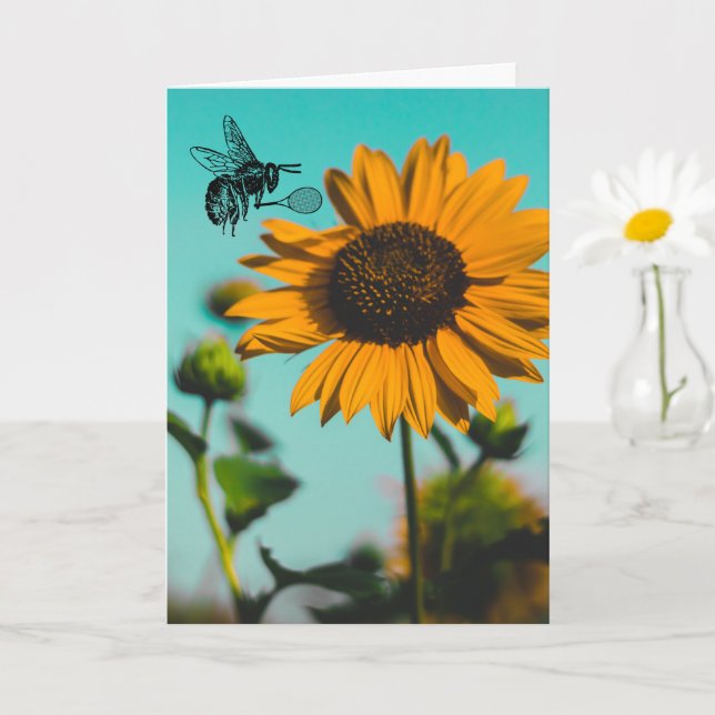 Bumblebee Tennis Sunflower Card (Small Plant)
