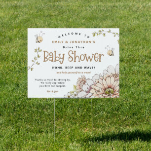 Bumblebee Welcome Drive By Baby Shower Gold Sign