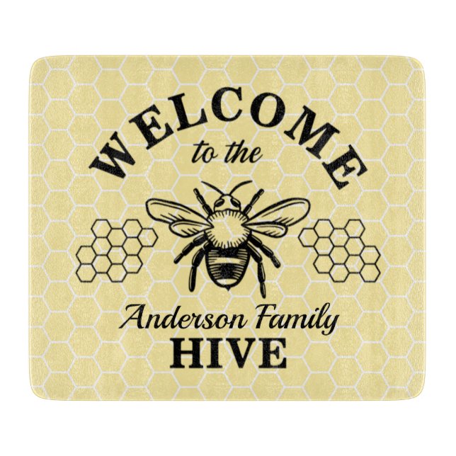 Bumblebee Welcome to Our Hive Signature Cutting Board (Front)