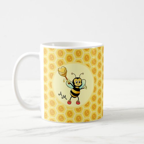 Bumblebee with Heart  Monogram Coffee Mug