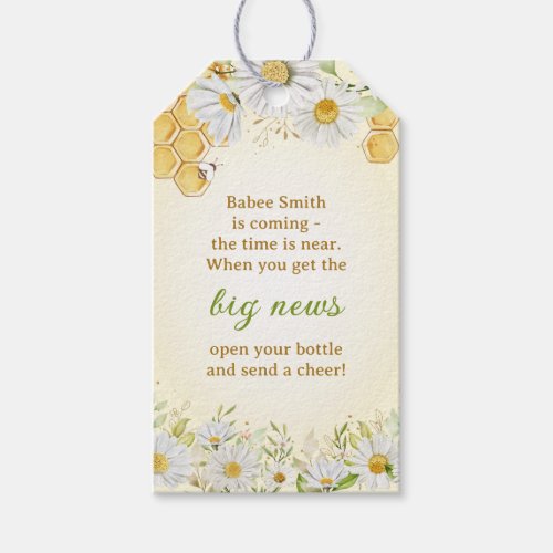 Bumblebee Yellow Baby Shower Sprinkle Bottle Favor Gift Tags