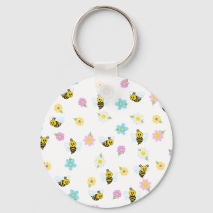 Bumblebee Yellow Black Bumble Bee Colorful Keychain