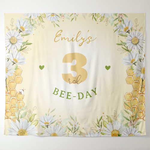 Bumblebee Yellow Kids Girls Birthday Party Honey Tapestry