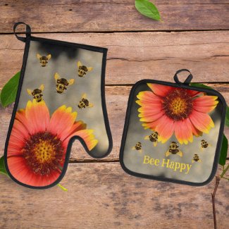 Bumblebees and Orange Gaillardia Sunflower Floral