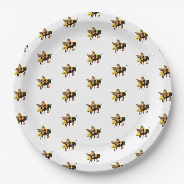  Bumblebees  Collecting Nectar and Pollen   Paper Plates (Front)